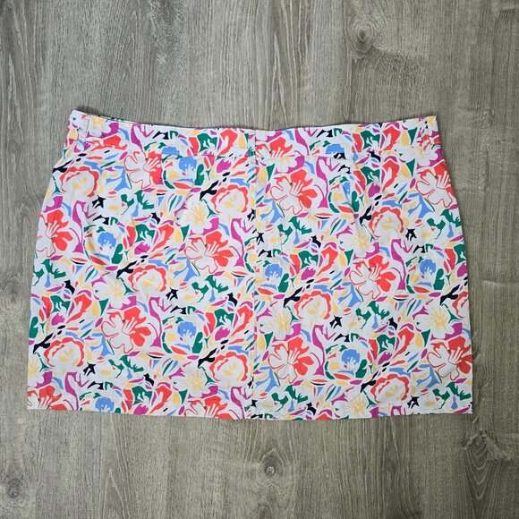 St John's Bay Sz 24 W White Multi Floral Skort-Skirt/Shorts w/Front Pockets NWT - Picture 2 of 5
